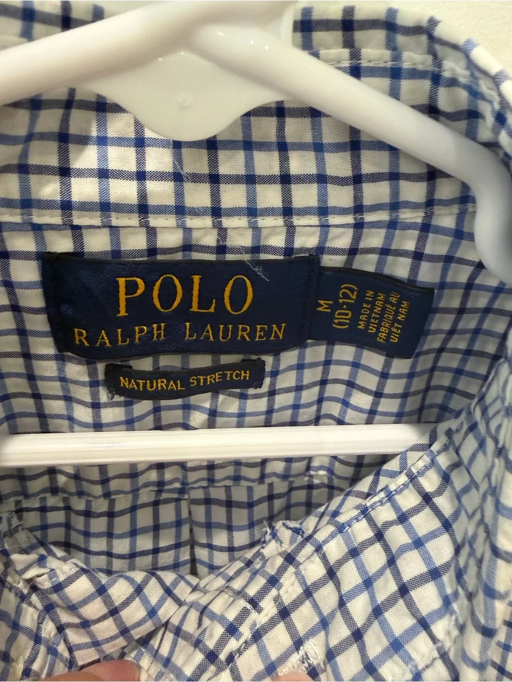 Ralph Lauren Boys' White and Blue Check Button-Down Shirt